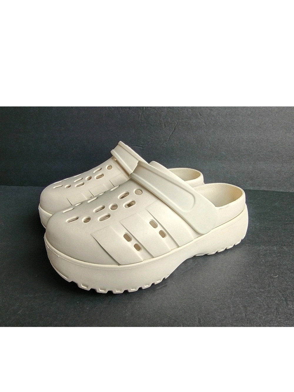 Adidas Adilette Clog Platform Slippers Women Size 7 Cream Please Read